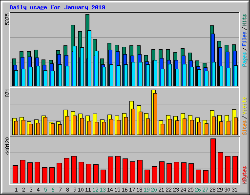 Daily usage for January 2019
