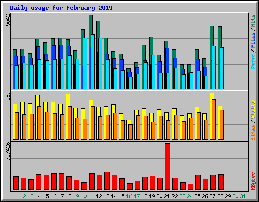 Daily usage for February 2019