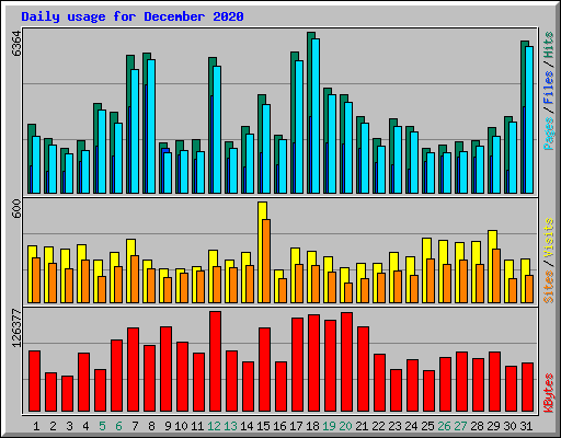 Daily usage for December 2020