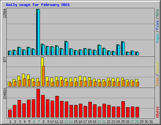 Daily usage for February 2021