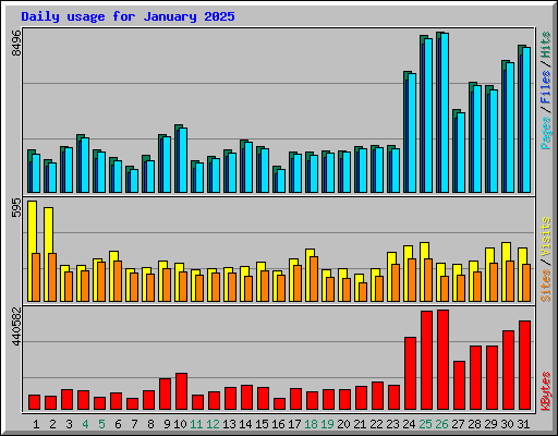 Daily usage for January 2025