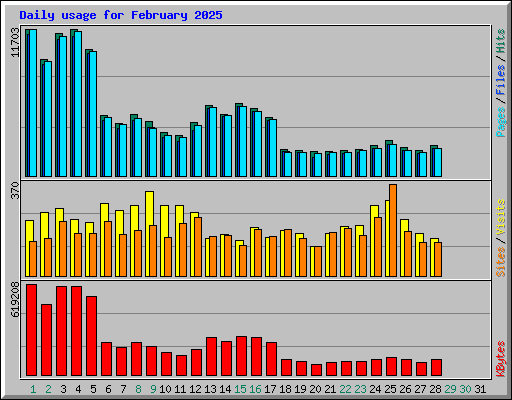 Daily usage for February 2025