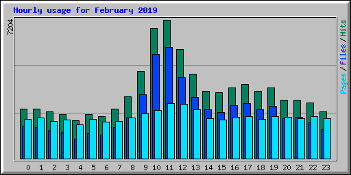 Hourly usage for February 2019